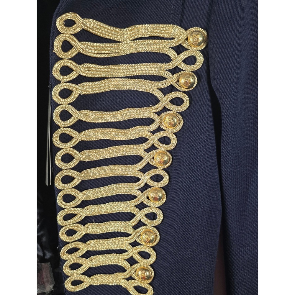 Zara Woman Navy Blue Gold Military Hussar Braided Embroidery Jacket XS 8057/697 - Picture 6 of 14